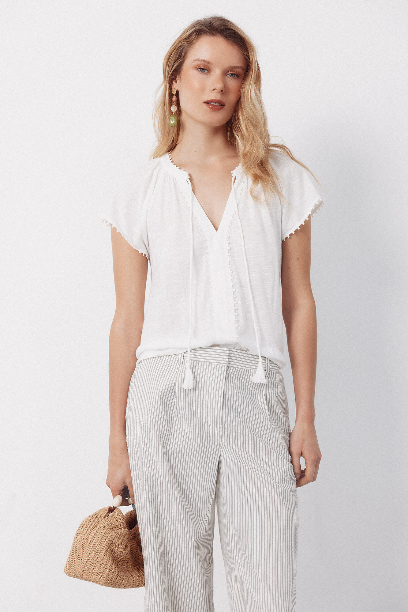 Cortefiel Camiseta fluida pasamanerias