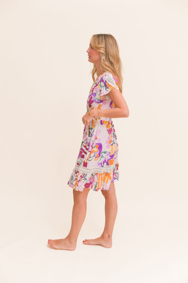 Jaase Vestido Corto Carmen Estampado blanco