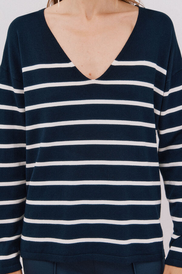 Cortefiel Jersey escote pico Estampado azul