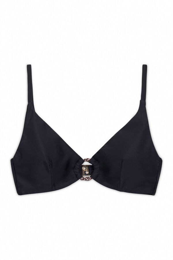 Cortefiel Top bikini anilla dorada Black