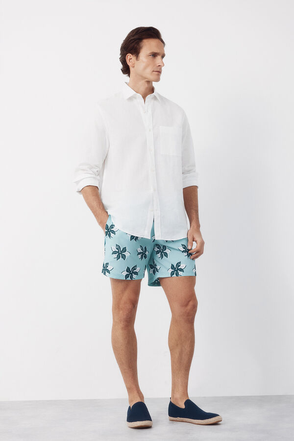 Cortefiel Ba&ntilde;ador estampado flores grandes Estampado verde