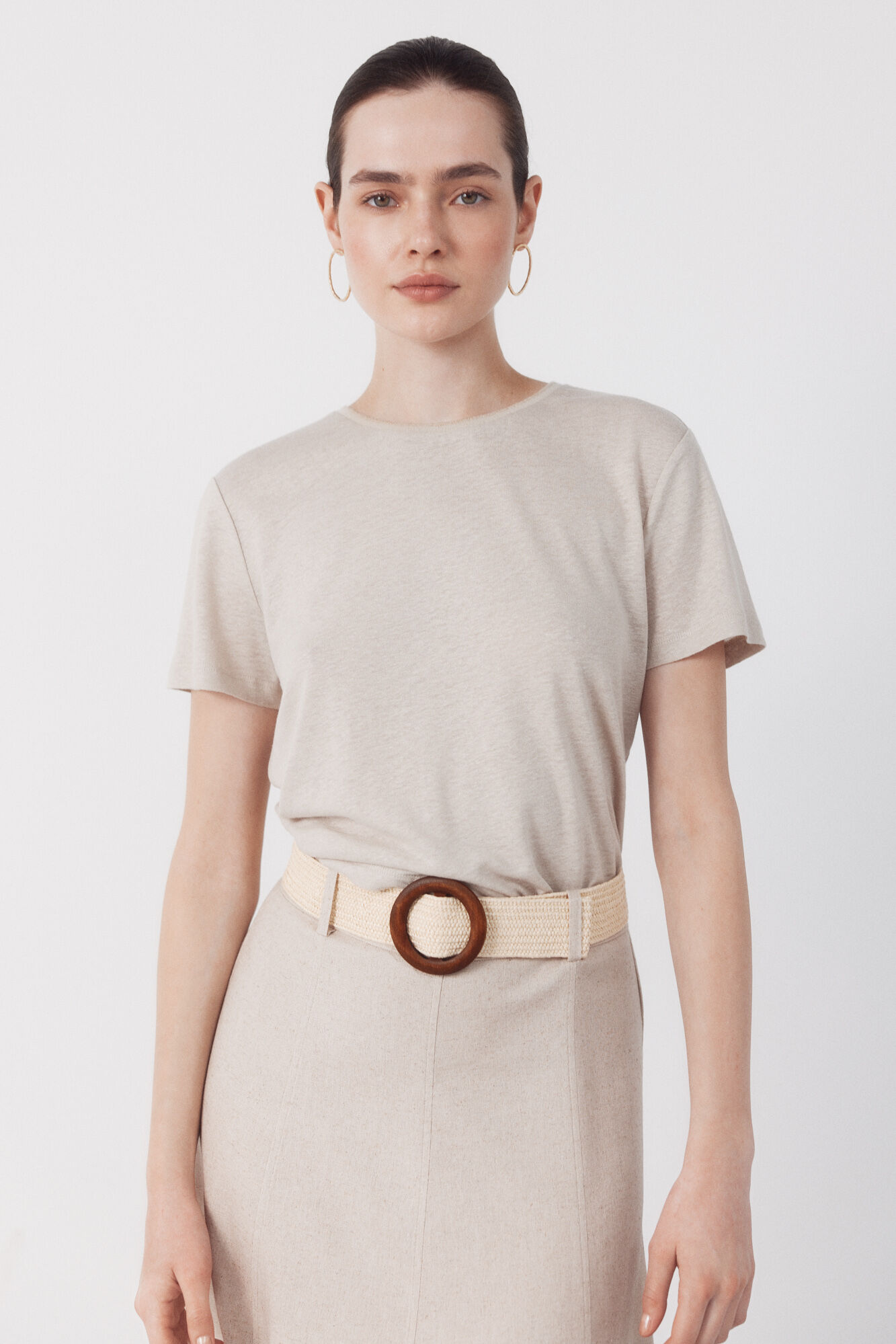 Cortefiel Camiseta lino escote lurex