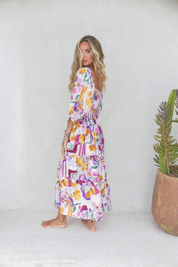 Jaase Vestido midi de manga comprida Impress&atilde;o