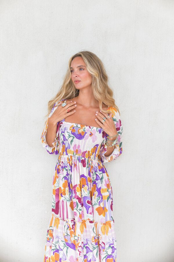 Jaase Vestido midi de manga comprida Impress&atilde;o
