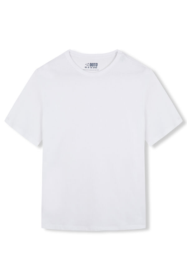 OOTO Camiseta básica con bordado avión Blanco