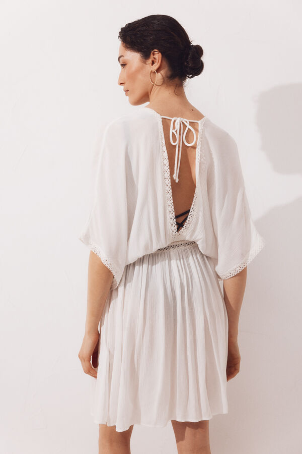 Cortefiel Caftan curto com renda Branco