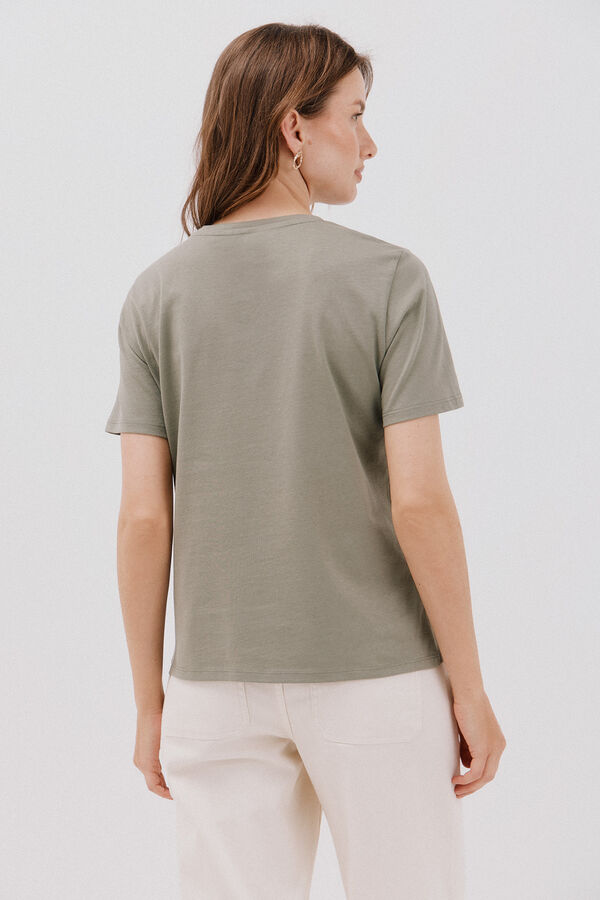 Cortefiel Camiseta estampado posicional Kaki