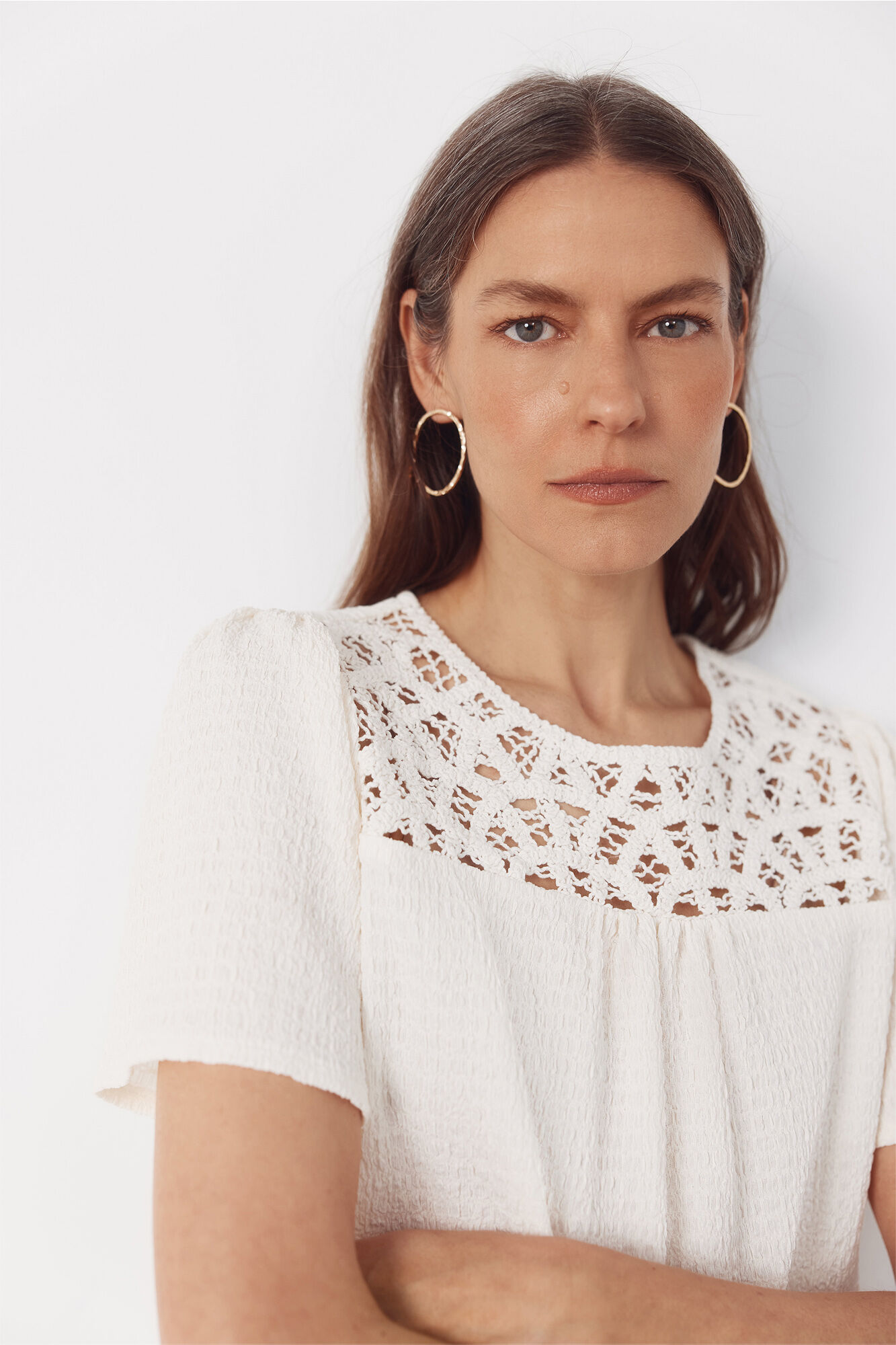 Cortefiel Top combinado guipur