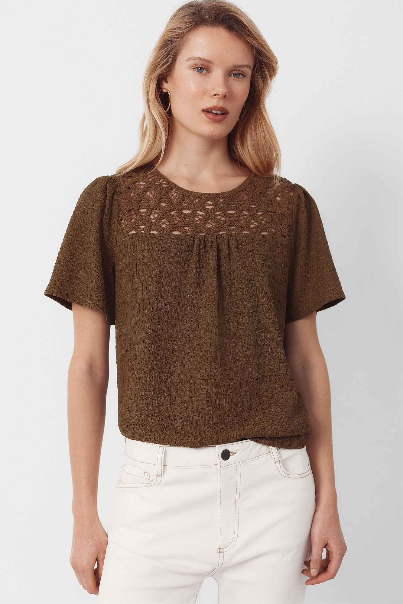 Cortefiel Top combinado guipur