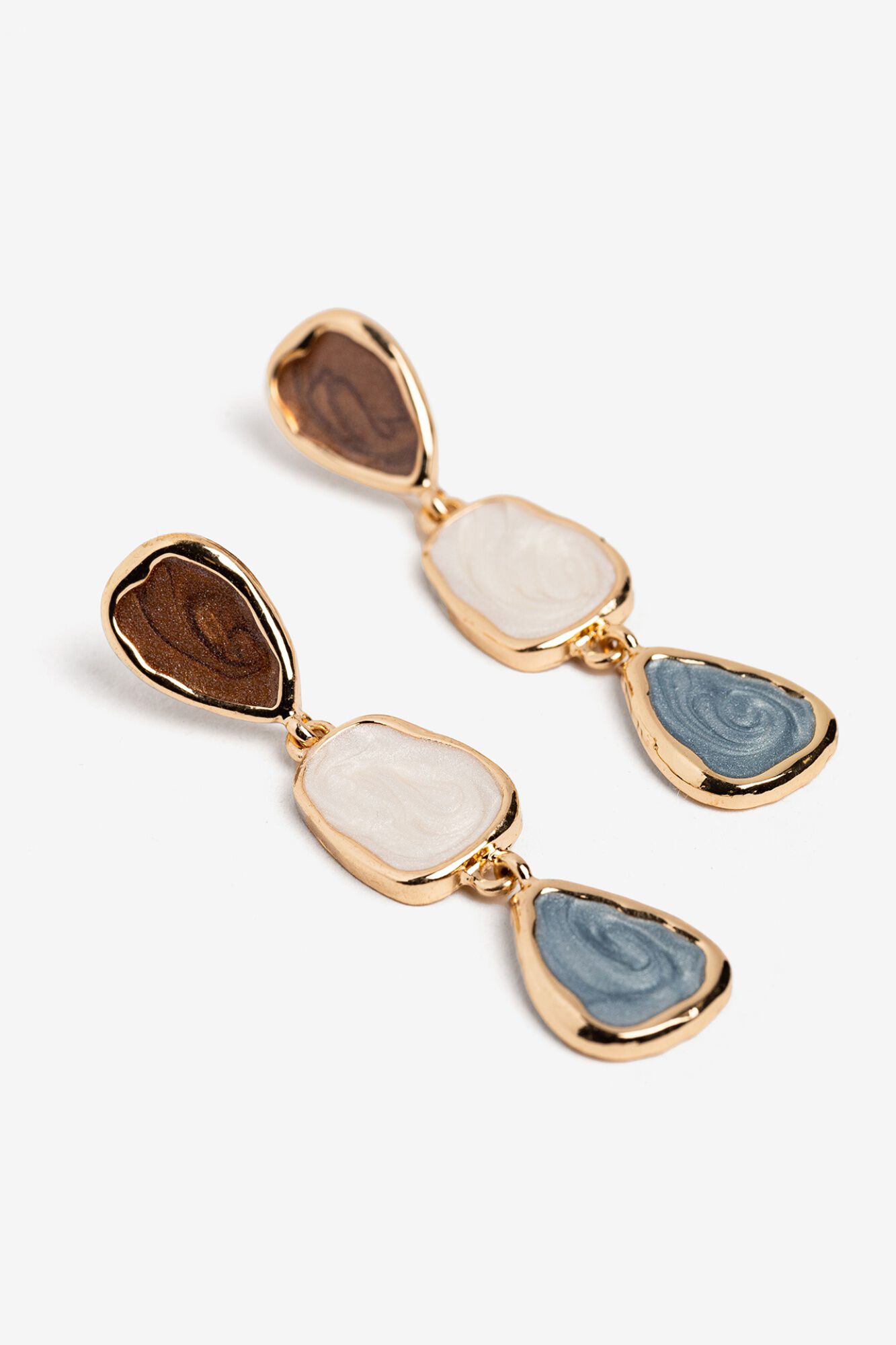 Vilanova Brincos Compridos Esmaltados Tricolor