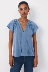 Cortefiel Camiseta fluida pasamanerias Azul