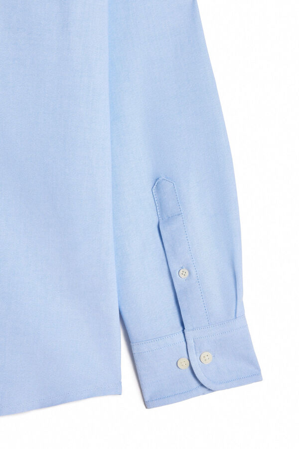 Cortefiel Camisa oxford lisa manga comprida Azul