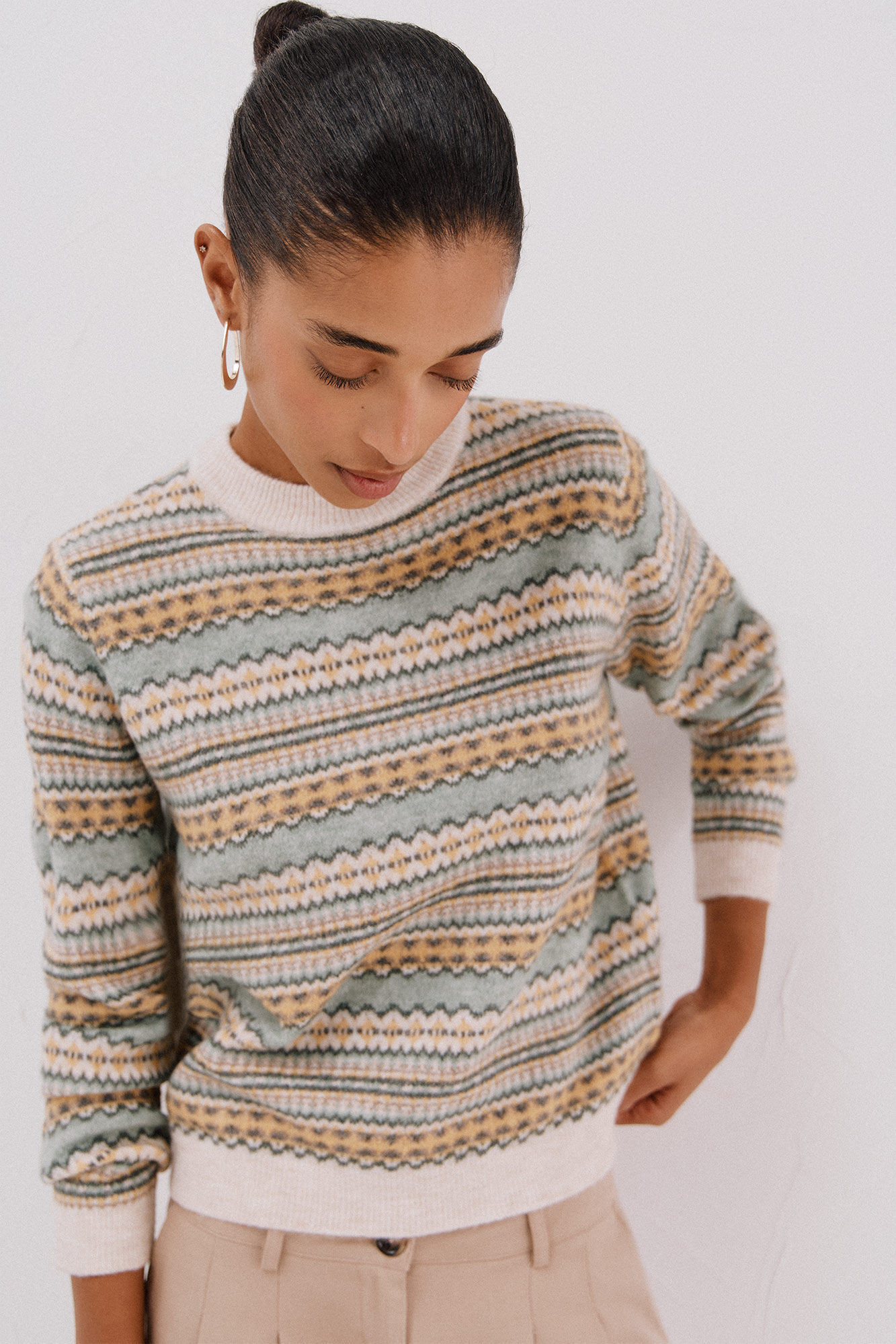 Cortefiel su&eacute;ter de malha grega