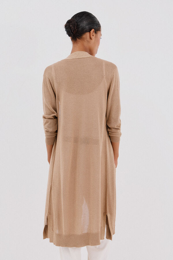 Cortefiel Chaqueta larga lurex Dorado