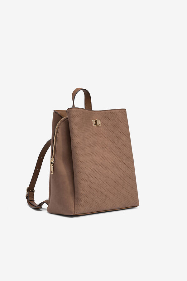 Vilanova Mochila efecto gamuza perforada Marr&oacute;n