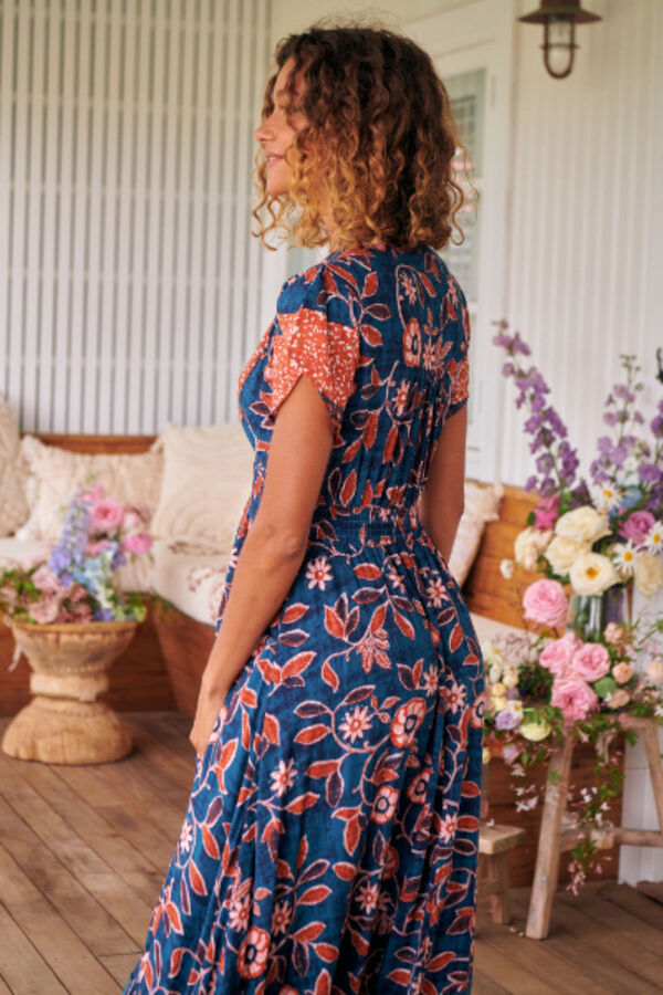 Jaase Halcyon print Tabitha maxi dress Navy