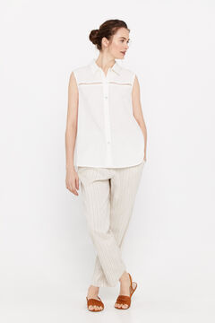 Cortefiel Camisa con lino Blanco