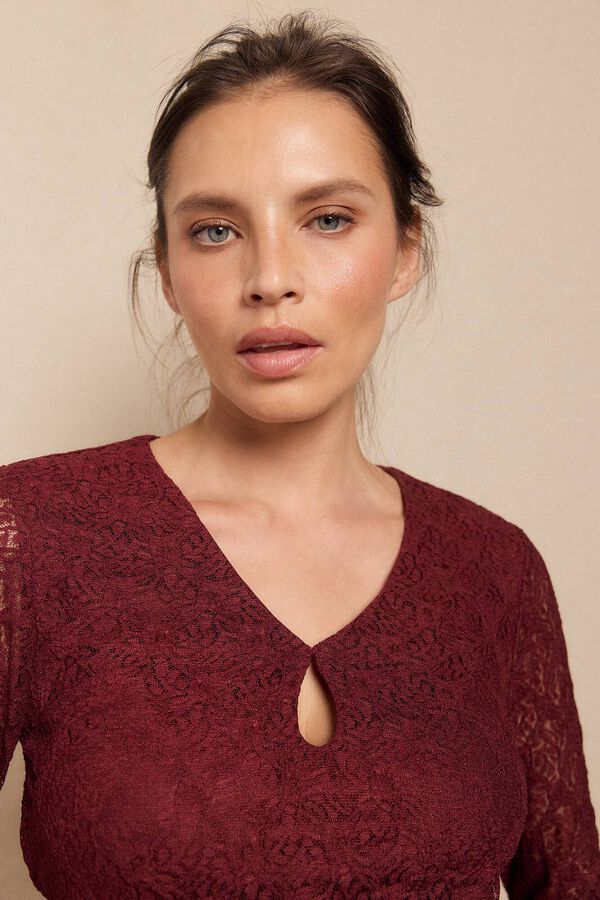 Slowlove Vestido encaje manga larga Garnet