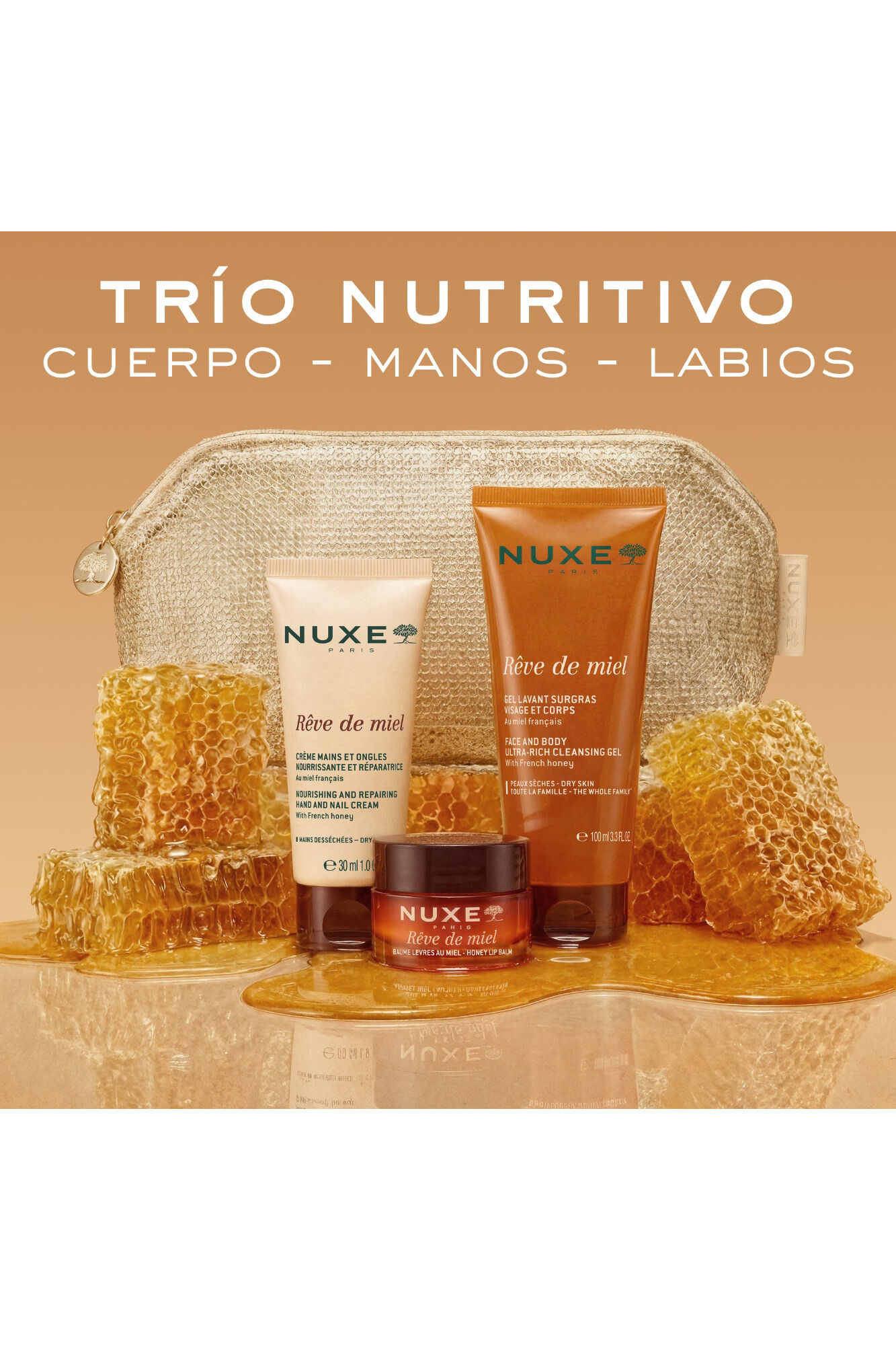 Nuxe Tr&iacute;o nutritivo cuerpo-manos-labios