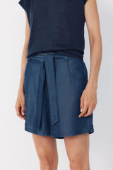 Cortefiel Bermuda fluida em Tencel Azul