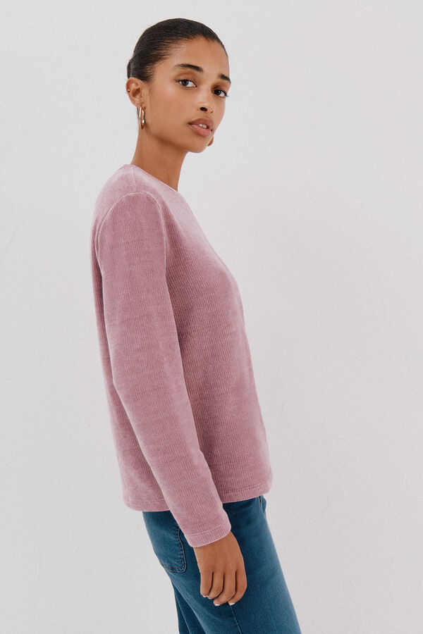 Cortefiel Camiseta chenilla rayas Lila