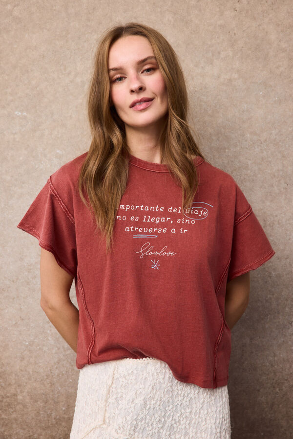 Slowlove T-shirt estampada Laranja