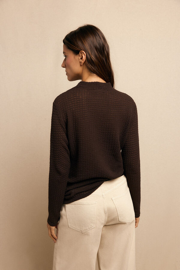 Slowlove Top básico estructura Marrón oscuro