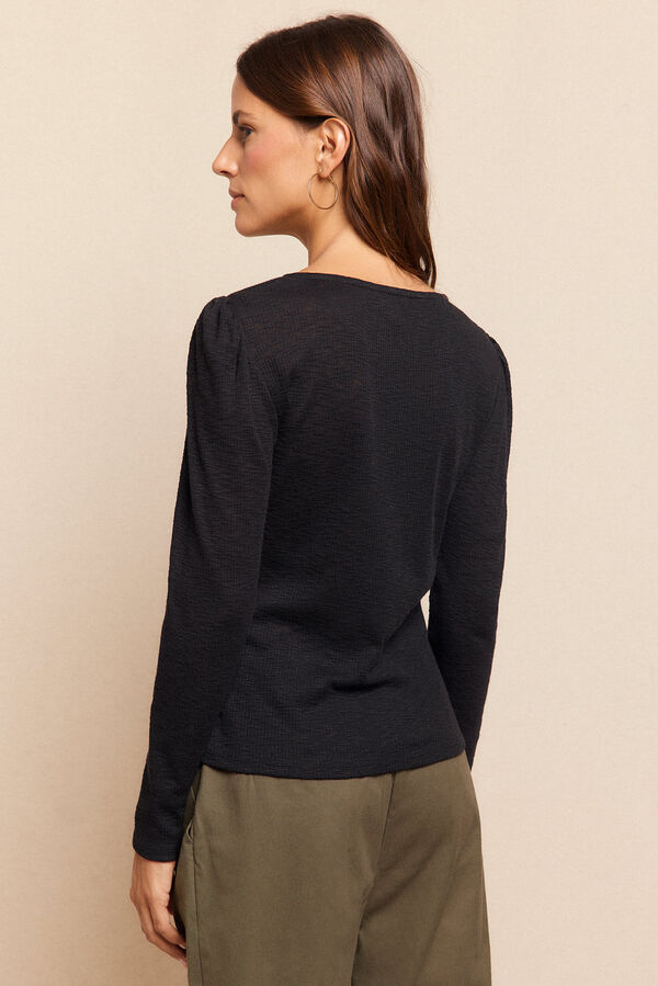 Slowlove Top com decote em renda Preto