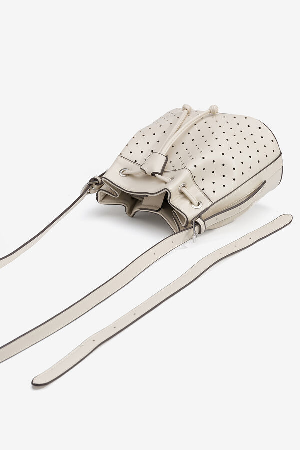 Vilanova Bolso bucket efecto piel perforada Marfil