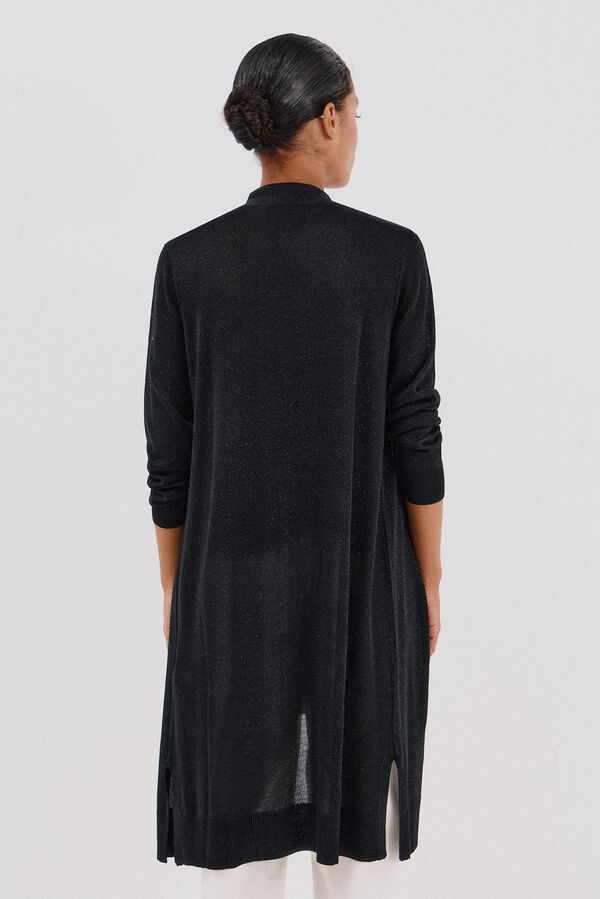 Cortefiel Chaqueta larga lurex Negro