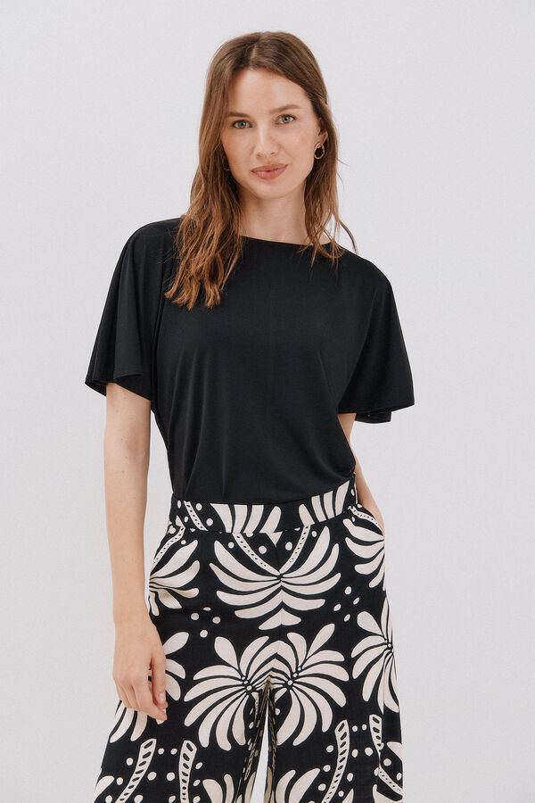 Cortefiel Camiseta b&aacute;sica fluida Black