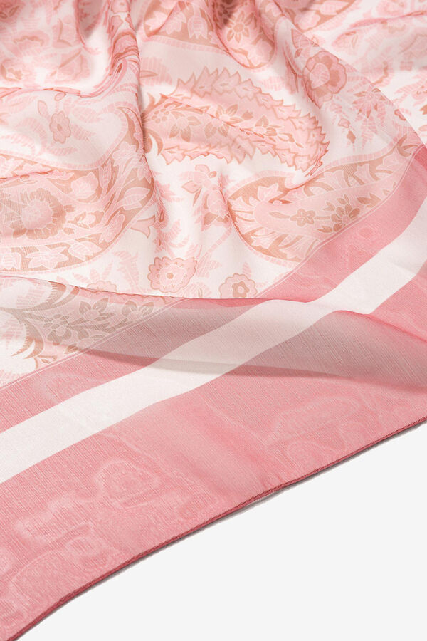 Vilanova Pa&ntilde;uelo semitransparente con estampado paisley Rosa