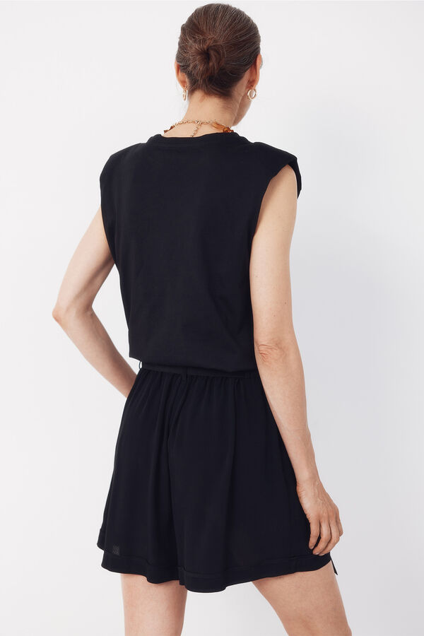 Cortefiel T-shirt com ombreiras Preto