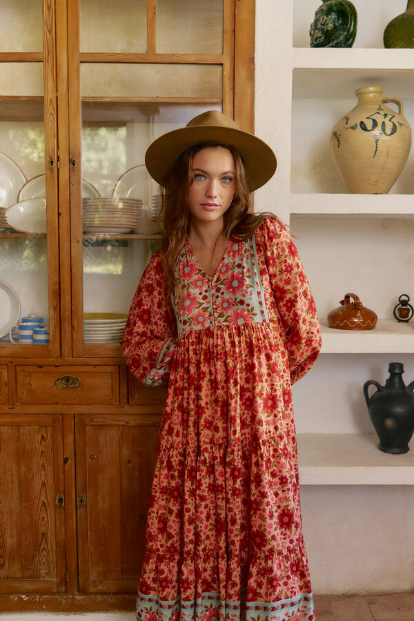 Jaase Vestido midi Eve estampado Lilliana Estampado naranja