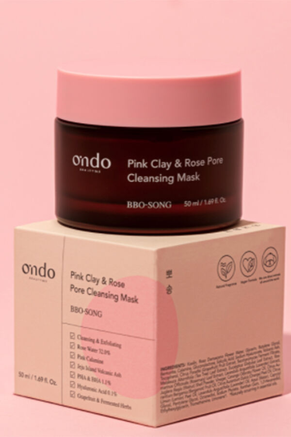 Ondo beauty 36.5 Mascarilla limpiadora de poros BBO-Song con arcilla rosa y rosa Blanco