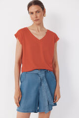 Cortefiel Camiseta pasamaner&iacute;a mangas Rojo