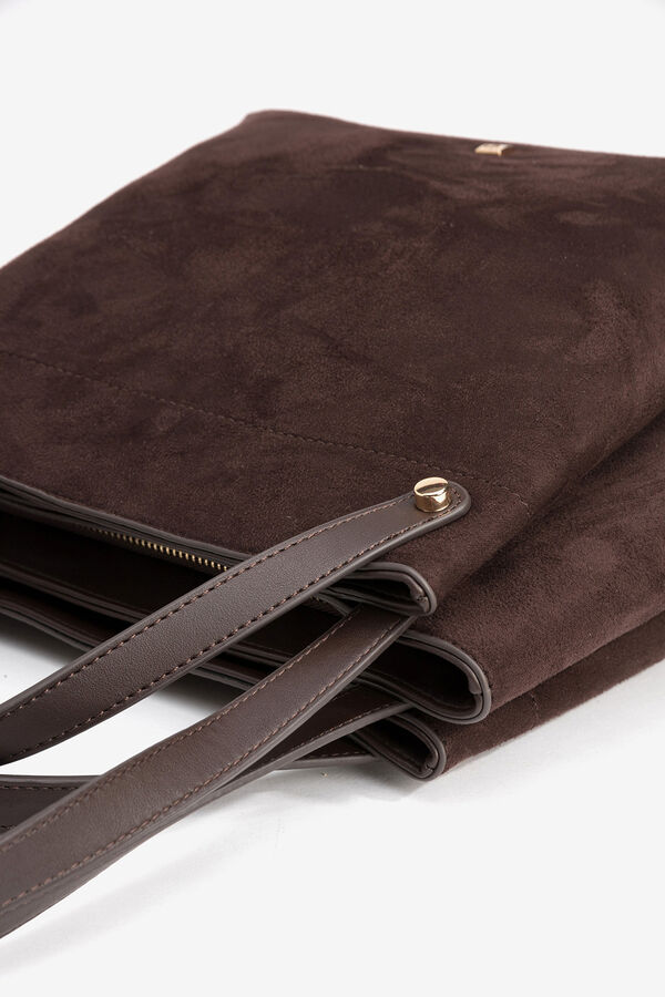 Vilanova Bolso Shopper Efecto Gamuza Marr&oacute;n oscuro