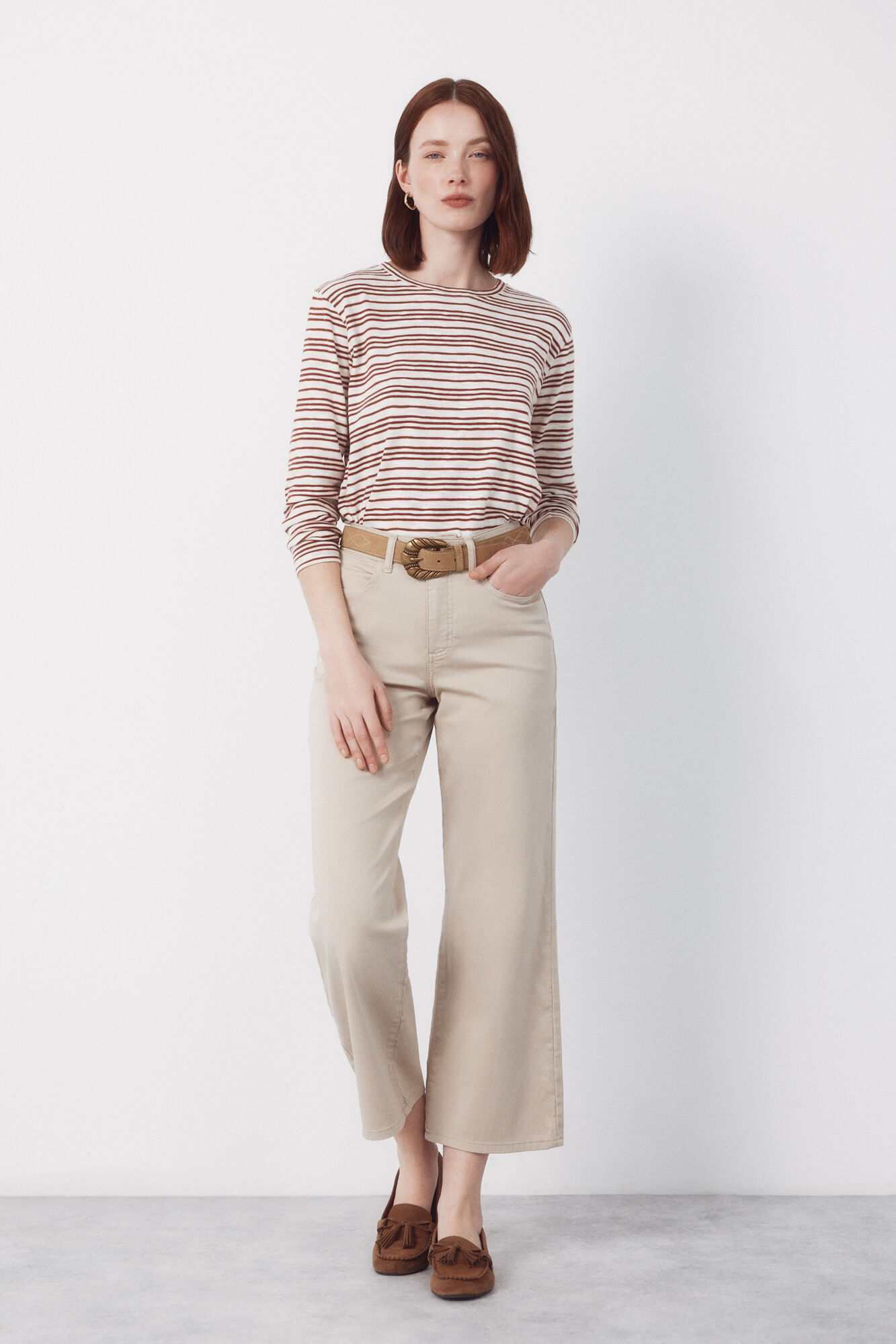 Cortefiel Camiseta riscas com efeito linho