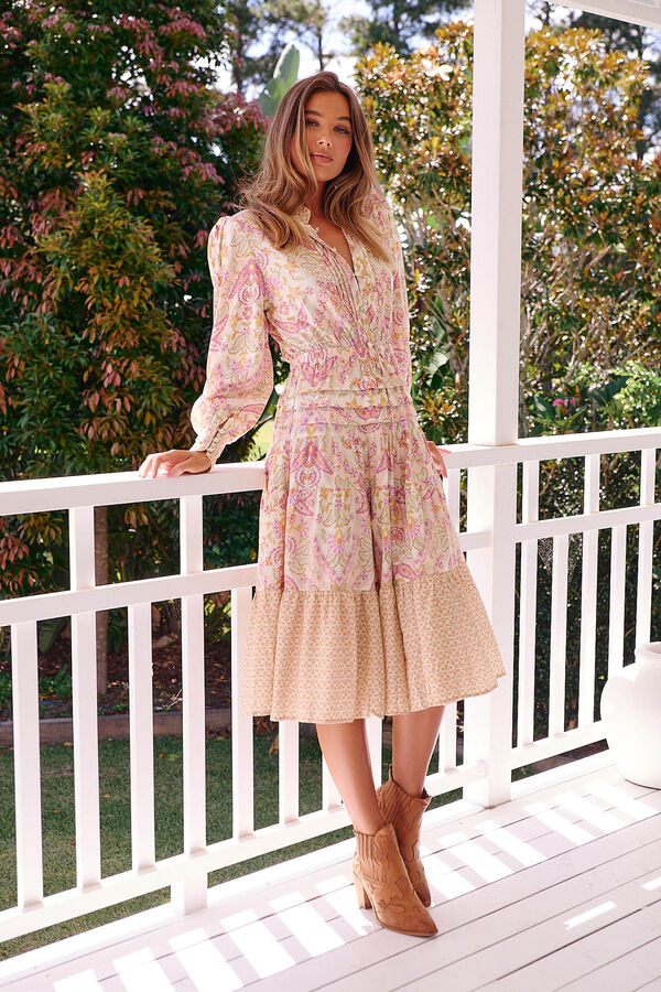 Jaase Vestido midi estampado Serenade Rosa