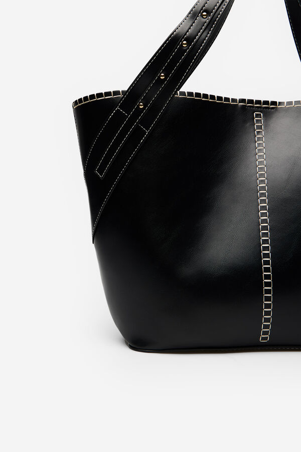 Cortefiel Cesta com costura Preto