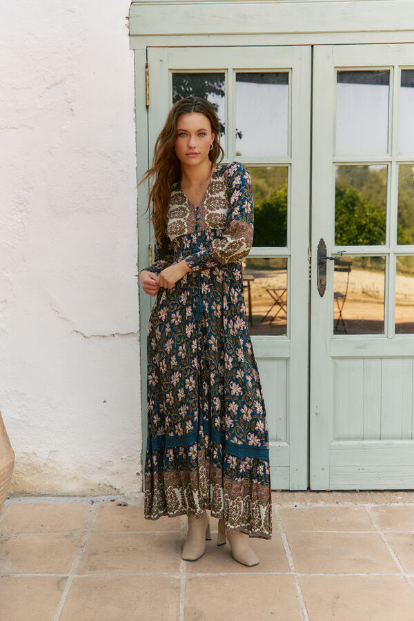 Jaase Vestido largo Sabrina estampado monarch Estampado azul