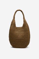 Cortefiel Bolso hobo trenzado rafia Marr&oacute;n