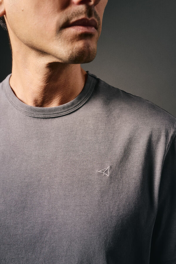 OOTO Camiseta básica con bordado avión Gris