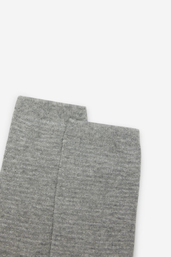 Cortefiel Long lurex striped socks Grey