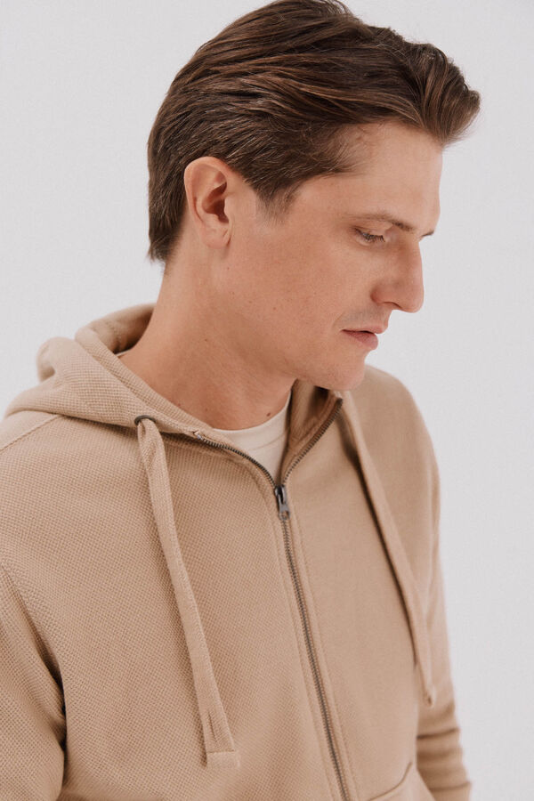 Cortefiel Cardigan con capucha Beige