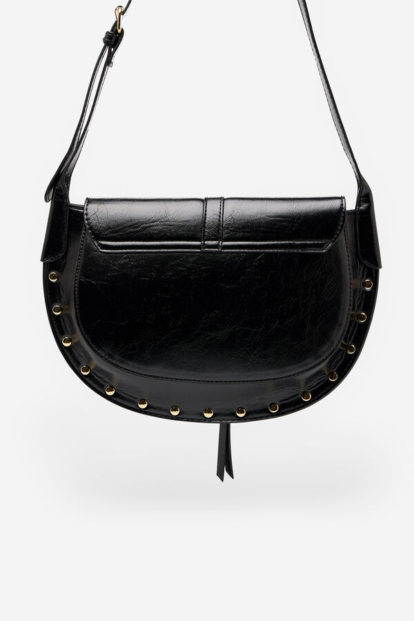 Cortefiel Bandolera solapa tachas Negro