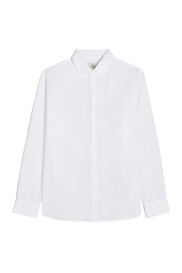 Cortefiel Camisa algodón lino manga larga Blanco