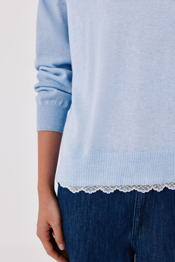 Cortefiel Camisola com aplica&ccedil;&atilde;o no decote Azul