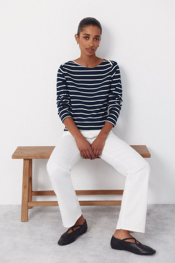 Cortefiel Camiseta cuello barco contraste Estampado azul