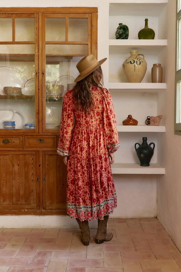 Jaase Vestido midi Eve estampado Lilliana Estampado naranja